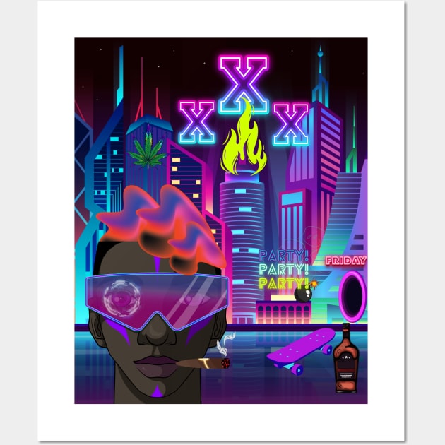 CyberPunk Futuristic Anime Wall Art by LadiesGoldenSpiral